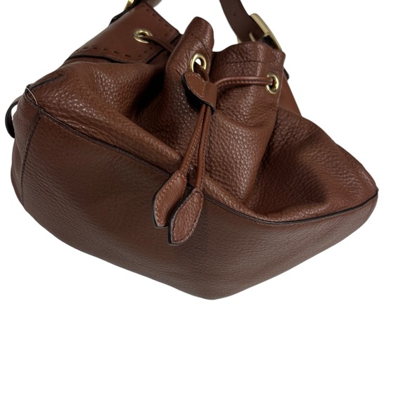 COLE HAAN Chestnut brown Pebbled Leather Slouchy Shoulder Bag Purse Large Buckle - Picture 2 of 10